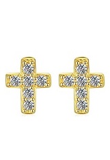 dazzling itty-bitty cross silver earrings for babies and kids